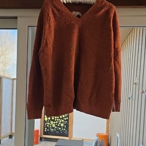 LOFT V-Neck Sweater in Rich Rust